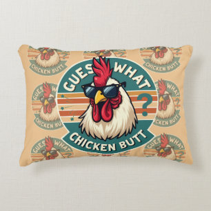 Funny Retro Chicken Butt Joke Design Decorative Cushion