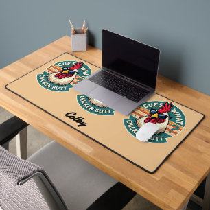 Funny Retro Chicken Butt Joke Design Desk Mat