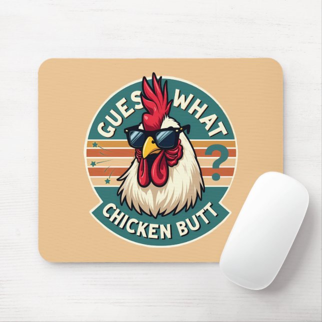  Funny Retro Chicken Butt Joke Design Mouse Mat (With Mouse)