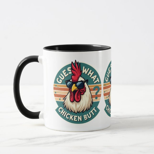  Funny Retro Chicken Butt Joke Design Mug (Left)