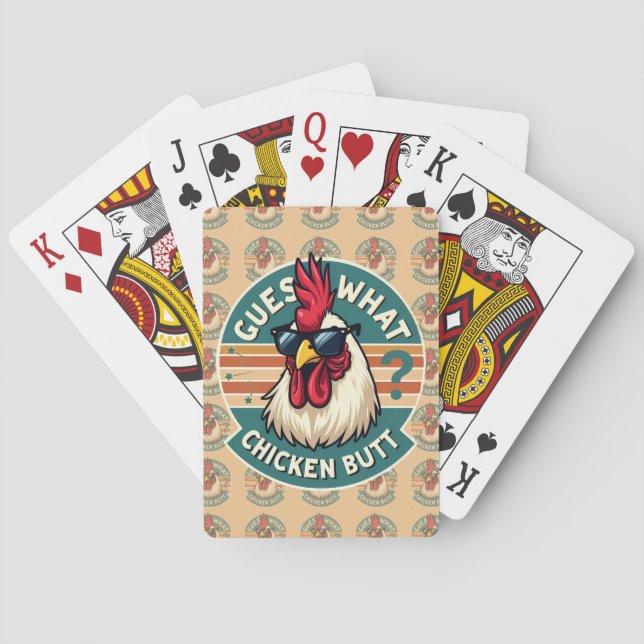  Funny Retro Chicken Butt Joke Design Playing Cards (Back)