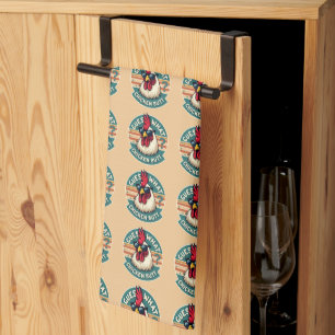  Funny Retro Chicken Butt Joke Design Tea Towel