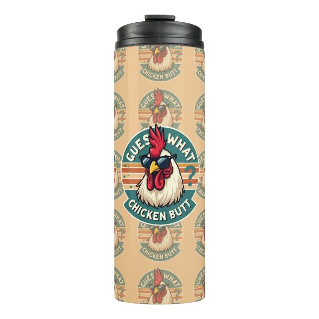  Funny Retro Chicken Butt Joke Design Thermal Tumbler (Front)