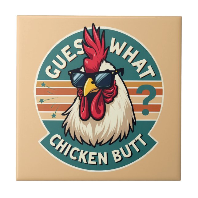  Funny Retro Chicken Butt Joke Design Tile (Front)