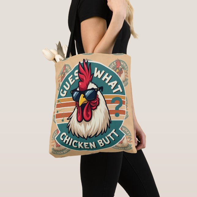  Funny Retro Chicken Butt Joke Design Tote Bag (Close Up)