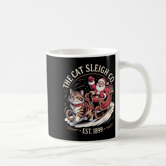 Funny Retro Christmas Cat  Coffee Mug (Right)