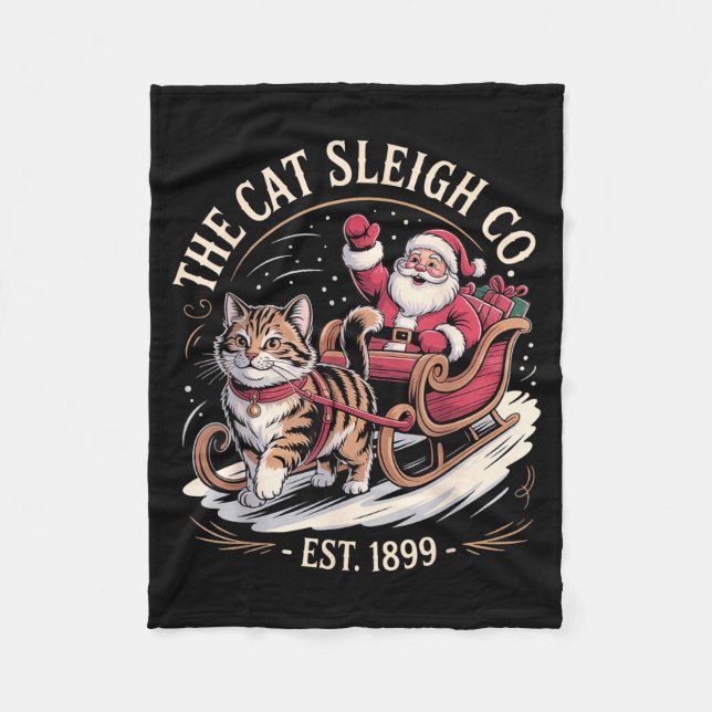 Funny Retro Christmas Cat  Fleece Blanket (Front)
