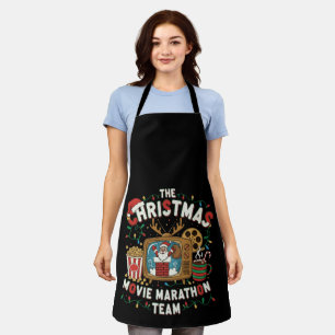 Funny Retro Christmas Movie Marathon Team Holiday Apron