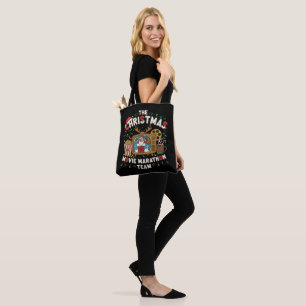 Funny Retro Christmas Movie Marathon Team Holiday Tote Bag