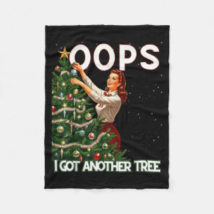 Funny Retro Christmas Oops I Got Another Tree  Fleece Blanket