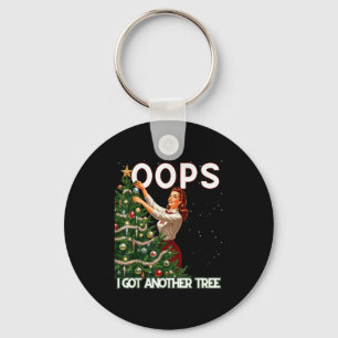 Funny Retro Christmas Oops I Got Another Tree Key Ring