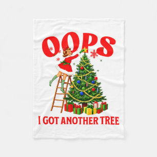 Funny Retro Christmas Oops I Got Another Tree Prem Fleece Blanket