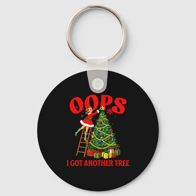 Funny Retro Christmas Oops I Got Another Tree Prem Key Ring (Front)