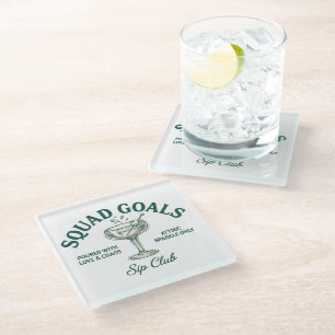 Funny Retro Cocktail Party Design Glass Coaster