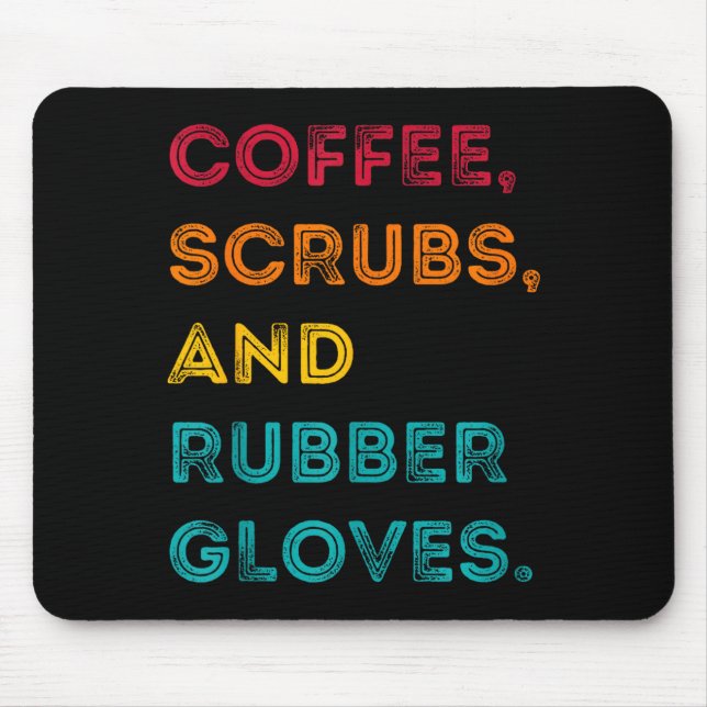 Funny Retro Coffee Scrubs Rubber Gloves Nurse Doct Mouse Mat (Front)