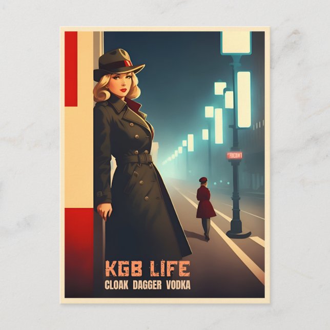 Funny Retro Cold War Soviet USSR KGB Humour Postcard (Front)