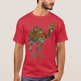 Funny Retro Colourful Flowered Camel Birthday Them T-Shirt