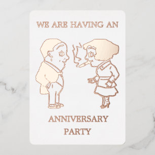 Funny Retro Couple Foil Anniversary Party