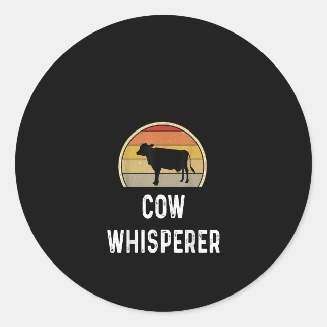 Funny Retro Cow Whisperer Gift Classic Round Sticker (Front)
