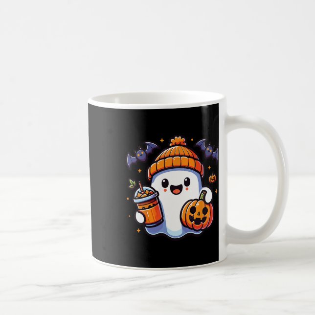 Funny Retro Cute Halloween Ghost Pumpkin Ghost Hal Coffee Mug (Right)