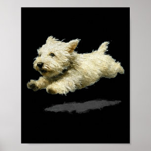 Funny retro cute running dog art print