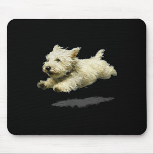 Funny retro cute running dog art print mouse mat