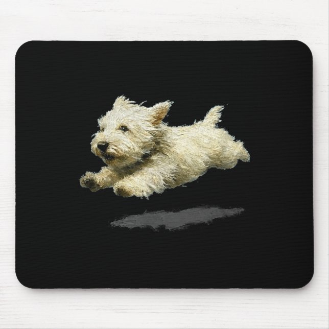 Funny retro cute running dog art print  mouse mat (Front)