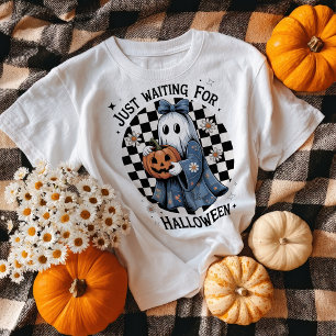 Funny Retro Denim Coquette Halloween Ghost T-Shirt
