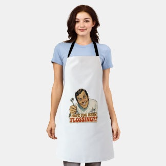 Funny Retro Dentist Have You Been Flossing Meme Apron