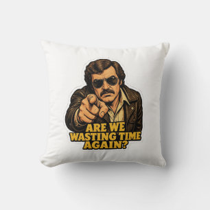 Funny Retro Detective Wasting Time Office Meme Cushion