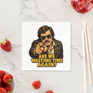 Funny Retro Detective Wasting Time Office Meme Napkin