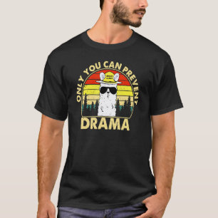 Funny Retro Drama Llama Glasses Only You Can Preve T-Shirt