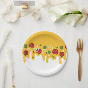 Funny Retro Dripping Pizza Cheese Keto Party Paper Plate