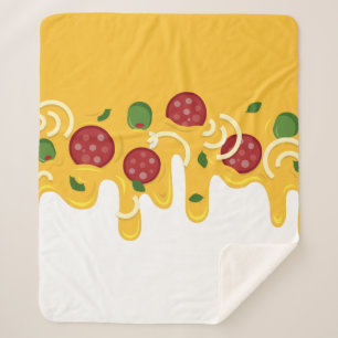 Funny Retro Dripping Pizza Cheese Keto Party Sherpa Blanket