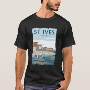 Funny Retro England St Ives Cornwall Travel Poster T-Shirt