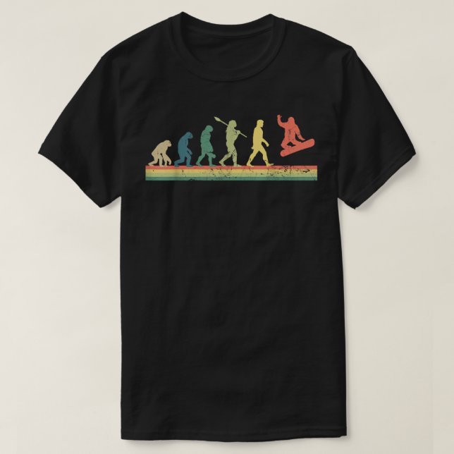 Funny Retro Evolution Of Snowboarding Snowboarders T-Shirt (Design Front)