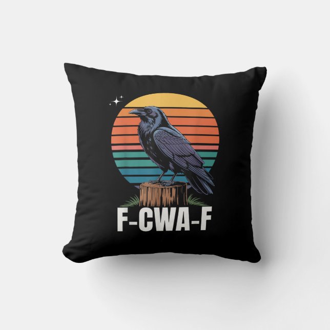 Funny Retro F-Caw-F Bird Crow Crow Bird  Cushion (Front)