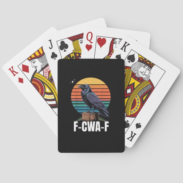 Funny Retro F-Caw-F Bird Crow Crow Bird  Playing Cards (Back)