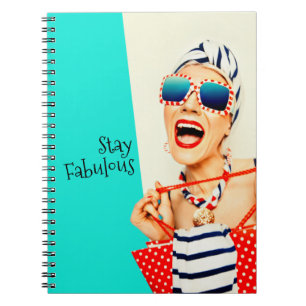 Funny Retro Fabulous Beach Woman in Sunglasses Notebook