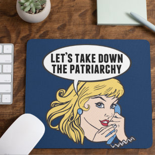 Funny Retro Feminist Pop Art Anti Patriarchy Mouse Mat