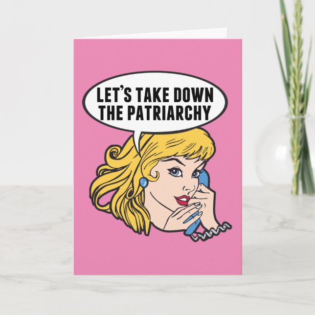 Funny Retro Feminist Pop Art Anti Patriarchy Quote Card (Front)