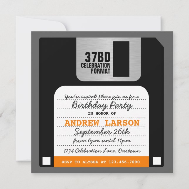 Funny Retro Floppy Disc Party Invitation (Front)
