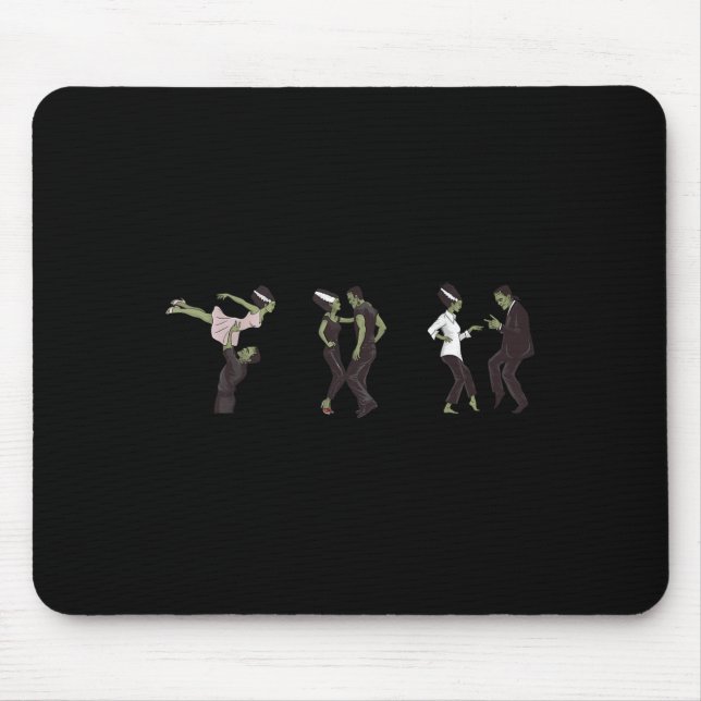 Funny Retro Frankenstein Monster And Bride Dancing Mouse Mat (Front)
