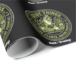 Funny Retro Frog Badge I Bury Things Gardening Wrapping Paper