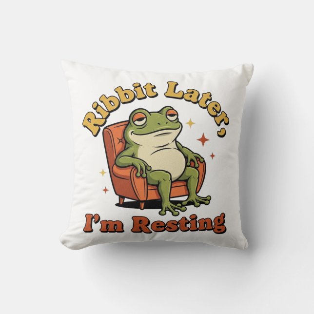 Funny Retro Frog Square Throw Pillow (Front)