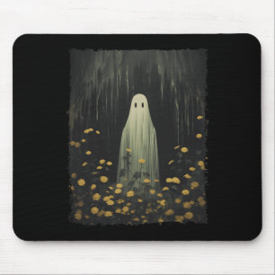 Funny Retro Ghost In The Forest Floral Halloween G Mouse Mat