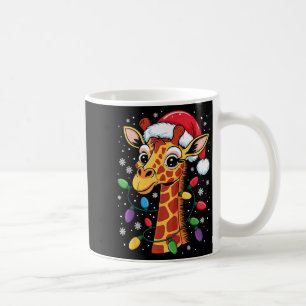 Funny Retro Giraffe Lover Santa Hat Christmas Ligh Coffee Mug