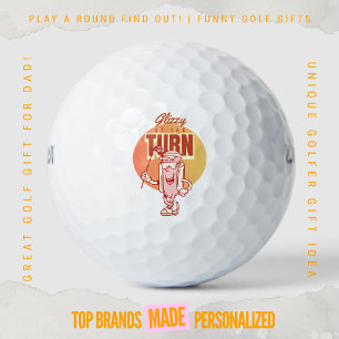 Funny Retro Golf Hotdog Mascot Glizzy At The Turn Balls