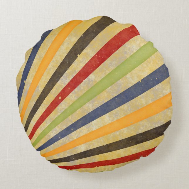 Funny Retro Grunge Rays + your idea Round Cushion (Back)