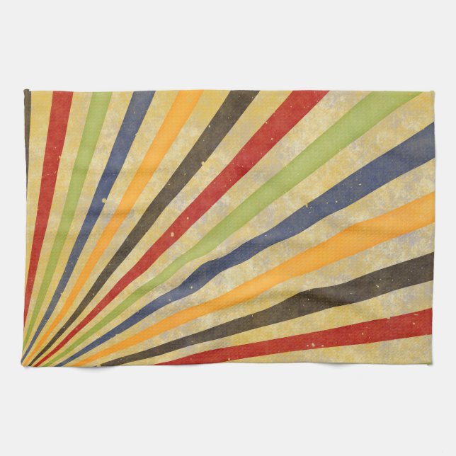 Funny Retro Grunge Rays + your idea Tea Towel (Horizontal)